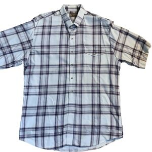 Men's Roper Shirt 2XL Western Short Sleeve White Plaid Button Up Cowboy Rodeo